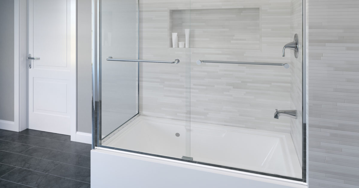 Infinity SemiFrameless 1/4inch Glass Sliding Door with Return Bath Tub Door Basco Shower Doors